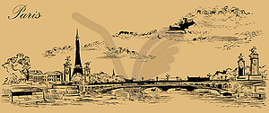 Beige hand drawing Paris - vector clipart