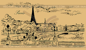 Beige hand drawing Paris - vector image