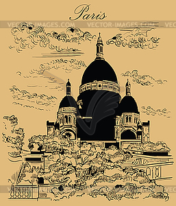 Beige hand drawing Paris  - vector clipart