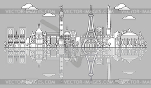 Paris Skyline line art  - vector image