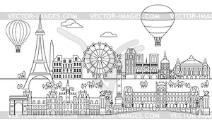 Paris Skyline line art  - vector clip art