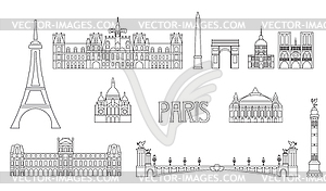 Paris Skyline line art  - vector clipart