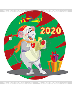 Christmas mouse - vector image