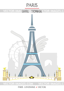 Colorful Paris landmark - vector image