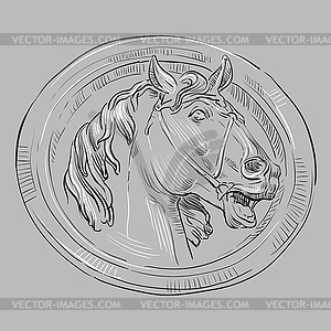 Grey stone head of horse  - vector clipart