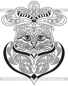 Coloring antistress cat - vector clipart