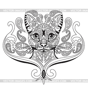 Coloring antistress cat - vector clipart