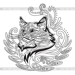 Coloring antistress cat - vector clip art