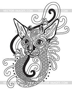 Coloring antistress cat - vector clip art