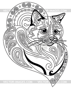 Coloring antistress cat 10 - vector clipart