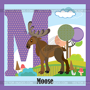 Animal alphabet M - vector clipart