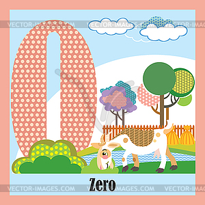 Flat animal numbers 0 - vector image