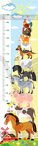 Farm animals height meter - vector image