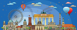 Berlin colorful line art - vector image