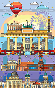 Berlin colorful line art - vector clipart
