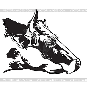 Contour portrait of bull black - vector clipart