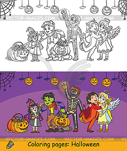 Cartoon halloween and colored example - vector image