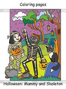Colorful Halloween children in costumes of - vector clip art