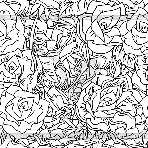 Seamless pattern contour roses flower - vector image