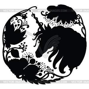 Black silhouette template elegant unicorn - vector clipart