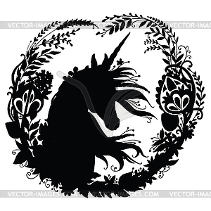 Black silhouette template beauty unicorn - vector clipart
