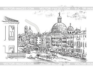 Venice skyline hand drawing Grand canal - vector clip art