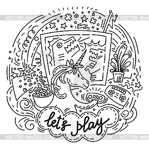 Lets play unicorn - vector clipart