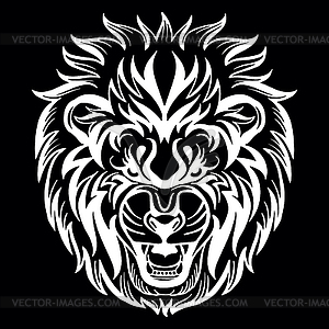 Head of mascot lion on black - vector image