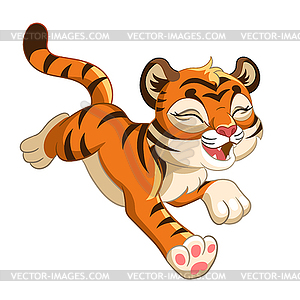 Cute funny tiger cartoon character - vector clipart