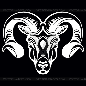 Head of mascot ram head on black - vector clip art