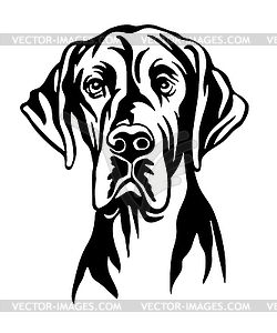 Great dane dog black contour portrait - vector image