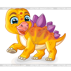 Cute cartoon baby orange stegosaurus - vector clipart / vector image