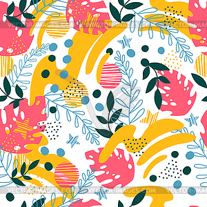 Seamless pattern abstract exotic plants and - vector image