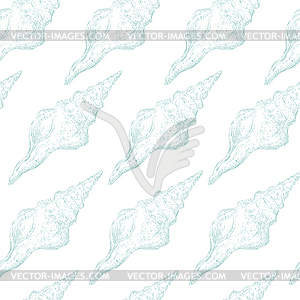 Seamless pattern seashells - vector clip art