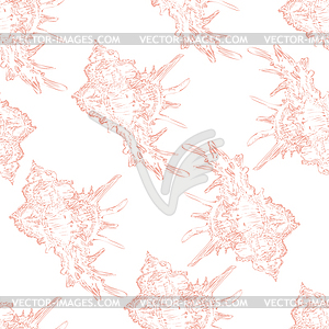 Seamless pattern pink seashells - vector image