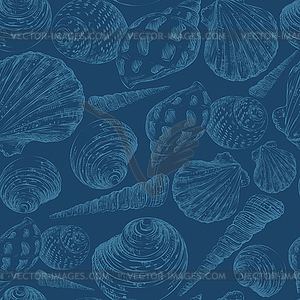 Marine seamless pattern seashells - vector image