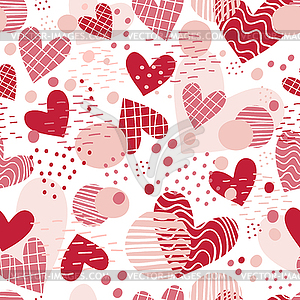 Seamless pattern with red hearts - vector image