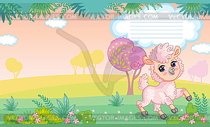 Cover for notebook with cute llama - vector clipart