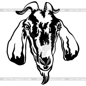 Abstract portrait of goat black contour - vector image