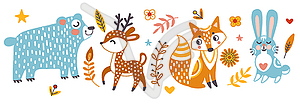 Horisontal card with animals whire - vector image