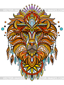 Abstract tangle lion head colorful - vector clip art