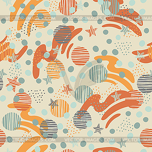Seamless pattern abstract shapes and stars - vector clipart