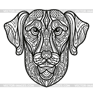Labrador dog head coloring book page - vector clipart