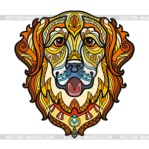 Golden Retriever head dog color tangle doodle - vector clip art