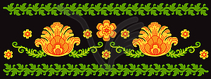 Abstract oriental or russian yellow and red flowers - vector clipart / vector image