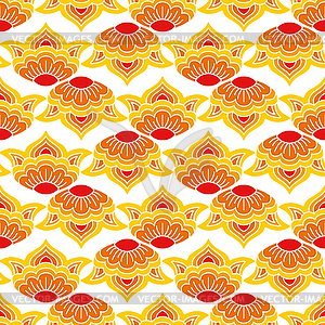 Orange flowers seamless pattern background white - vector image
