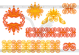 Decorative set of abstract floral ornaments and - vector clip art