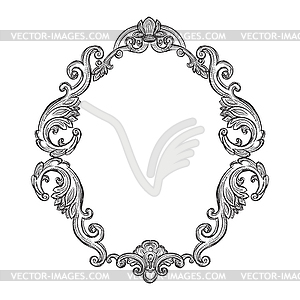 Hand drawing vintage frame baroque style - vector clipart