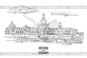 Germany landmark Dresden and river - vector image