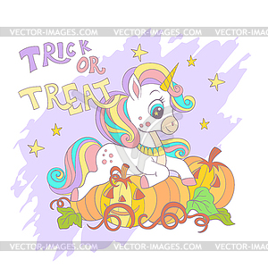 Halloween card with unicorn - vector clipart